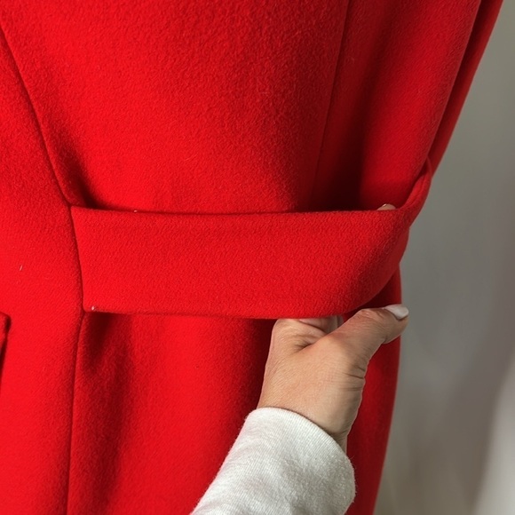 Sonia Bogner Sz 10 Red Virgin Wool Double Breasted Coat - Picture 10 of 12